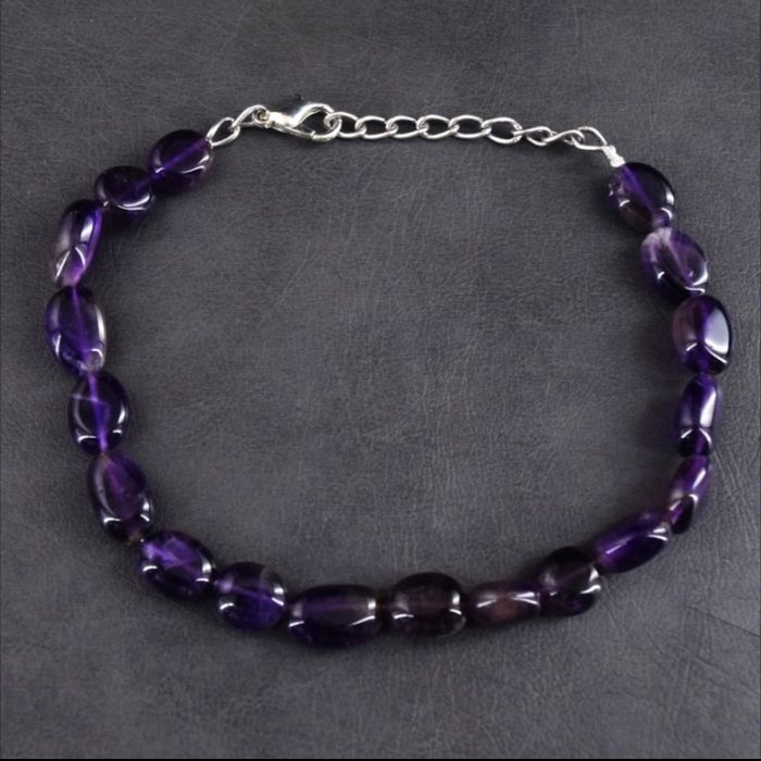 Pulseira de Contas de Ametista Natural Genuína com 59 Quilates Total