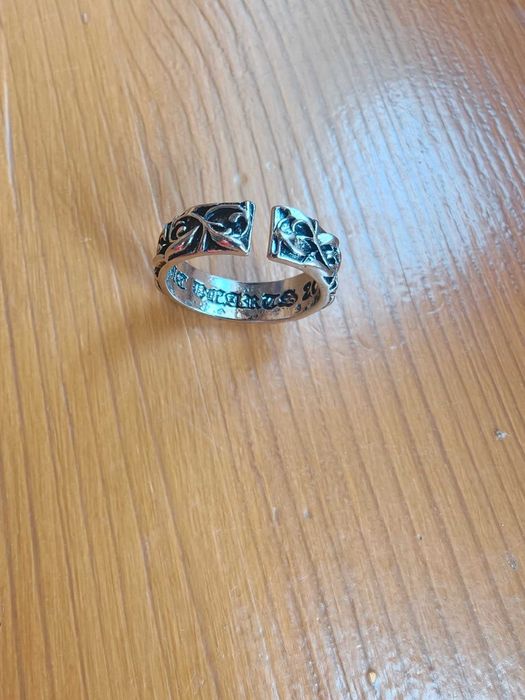 Pierścień w stylu Chrome Hearts srebrny czarny regulowany goth grunge vintage y2k