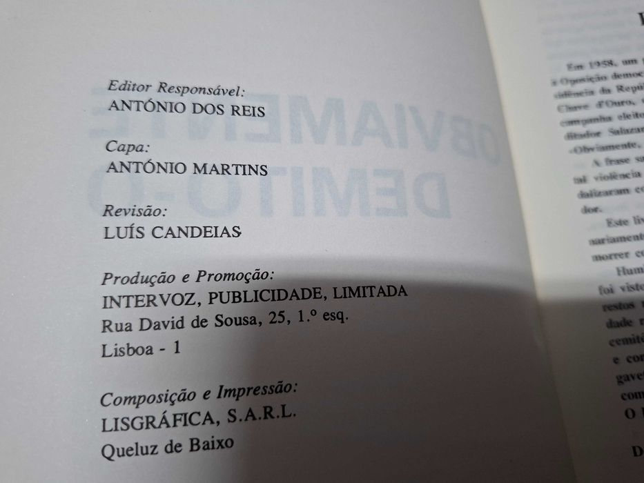 Obviamente Demito-o (Documento) )de Manuel Beça Múrias