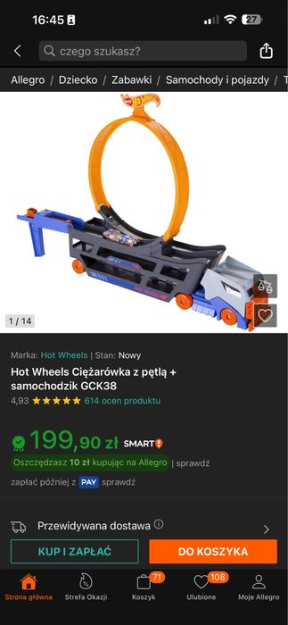 Hot Wheels Ciężarówka z pętlą  plus 2 zestawy