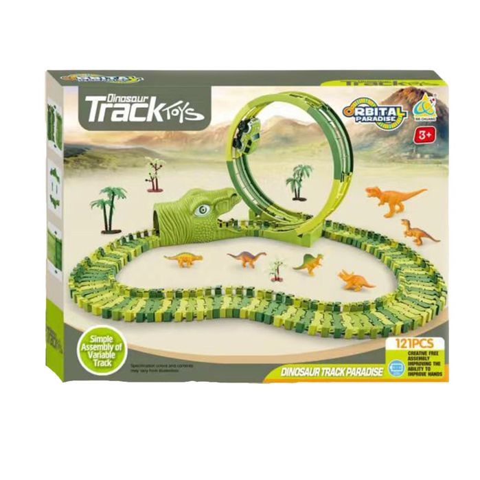 Tor wyścigowy pętla dinozaur dino autko na baterie dinozaury figurki