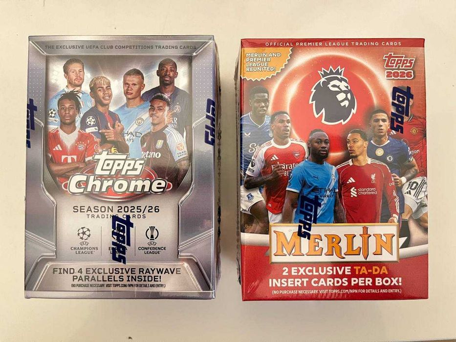 Topps Chrome® UEFA Club Competitions 2025-26 - Value Box + Topps Merlin Premier League 2026 Value Box