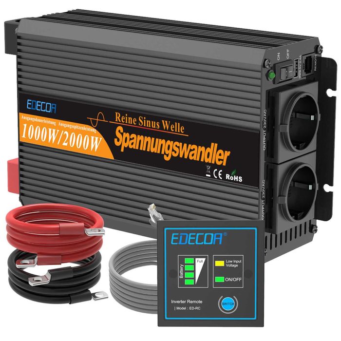 Инвертор с чистой синусоидой EDECOA 1000w/2000w
