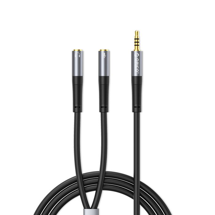 Adapter audio Orico AX2 mini jack 3.5 mm rozdzielacz na słuchawki i mikrofon 0.5 m - czarny