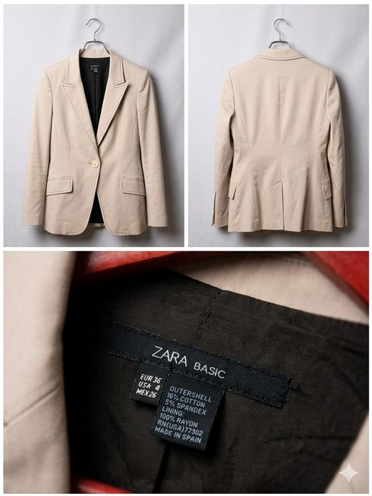 Стильний жіночий піджак Zara Basic (бежевий)