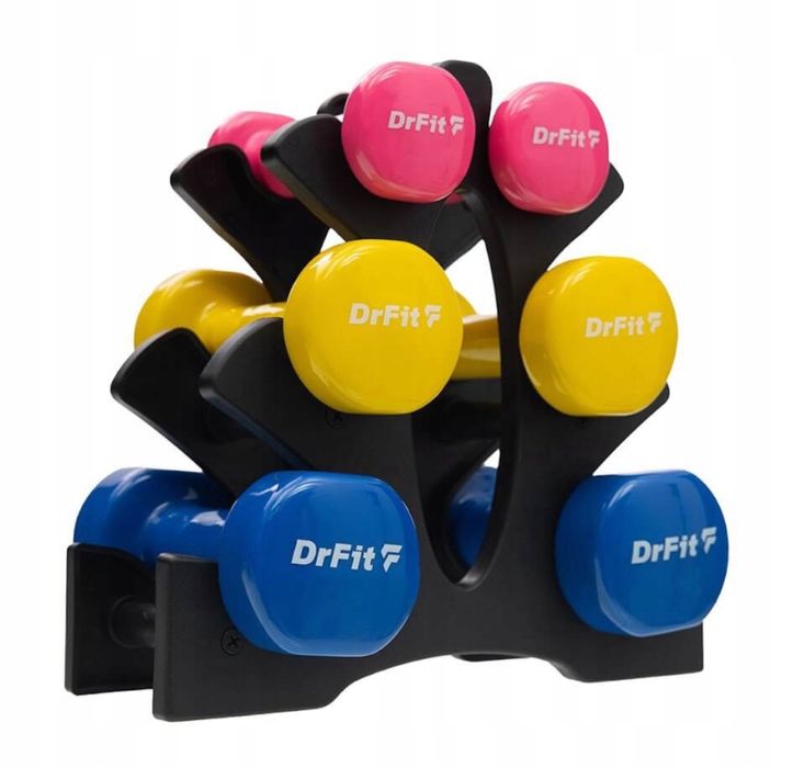 Hantle Hantelki Treningowe do Ćwiczeń Fitness 12 KG + Stojak Prezent