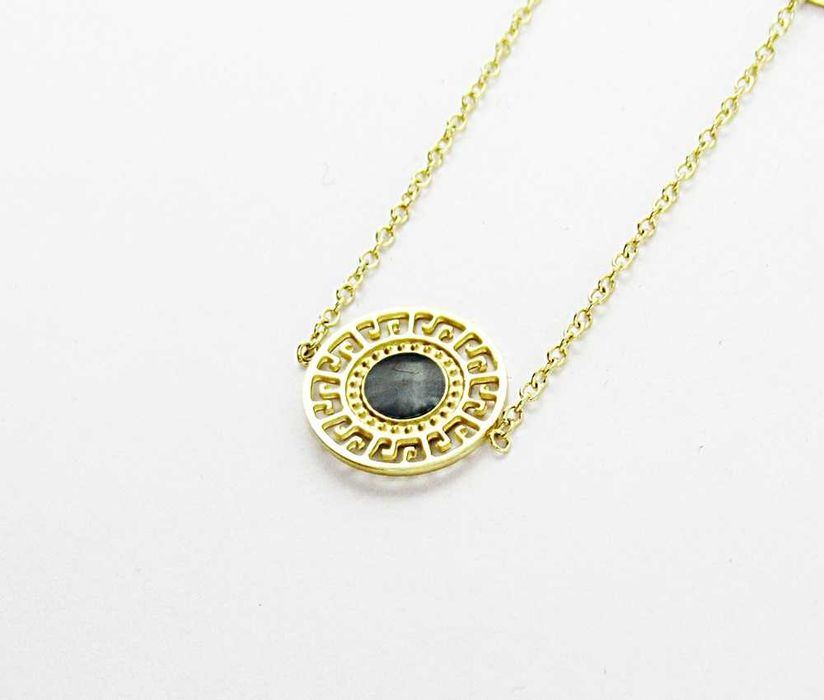 Naszyjnik oczka czarne stal chirurgiczna złoty grecka droga styl C41