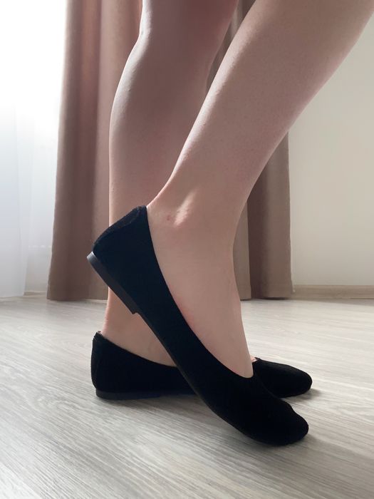 Балетки замшеві чорні р36 / туфлі жіночі