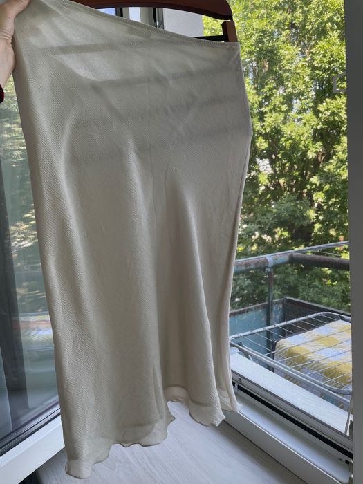 Massimo Dutti | шовкова спідниця | спідниця міді | спідниця максі | жіночий одяг | преміум | натуральний шовк | розмір S М| W28 | молочна спідниця