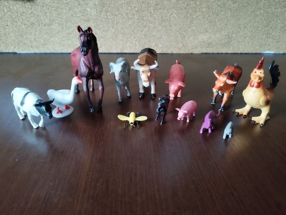 Zestaw 13 Zwierząt Gęś Baran Krowa Koń Byk Kogut