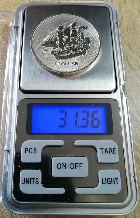Острови Кука 1 долар 2021р. Корабель HMS Bounty. СРІБЛО. Унція.