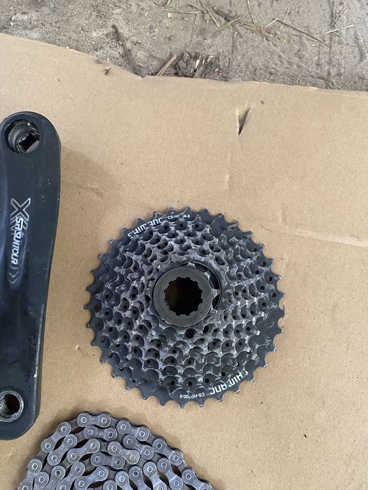 Napęd Shimano Deore 9rz pełny zestaw korba kaseta 2 łańcuchy bardzo dobry stan