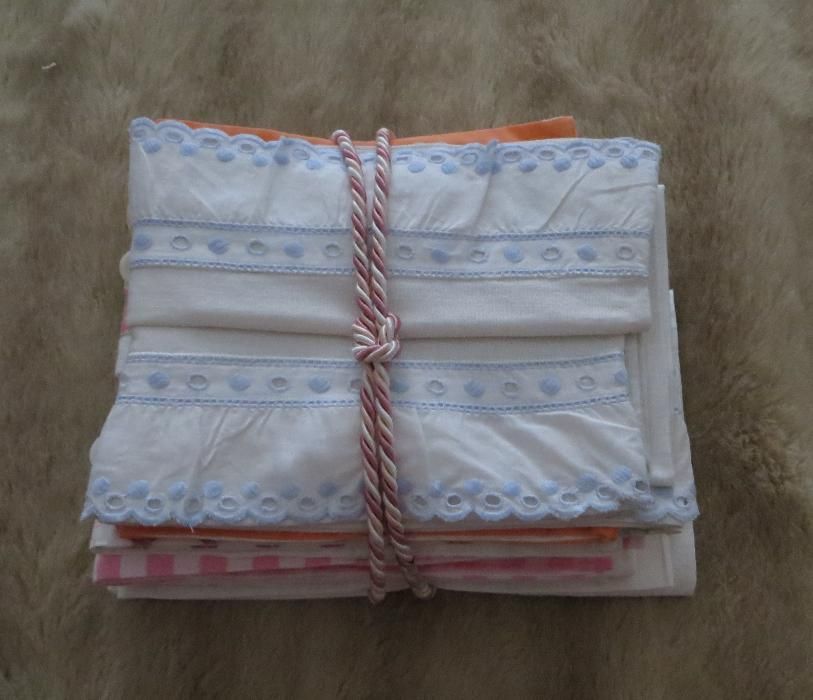 fronhas p/ Almofadas berço, em algodão e linho - Lote de 8