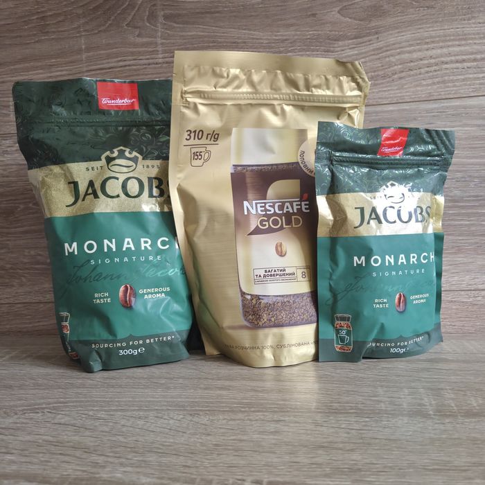 Оригінальна розчинна кава: Jacobs Monarch, Nescafe Gold