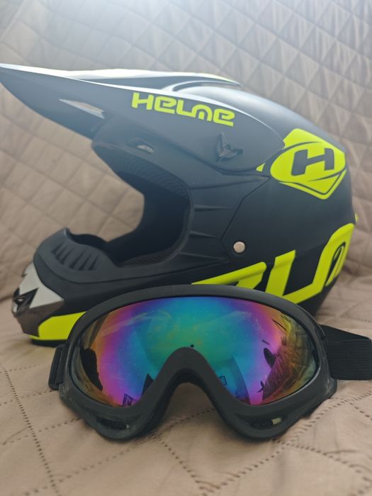 Capacete criança mota + óculos