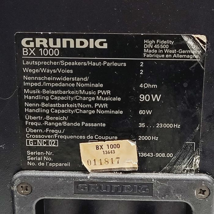 Znakomite monitory Grundig BX 1000 Peerless 4ohm 90W kolumny
