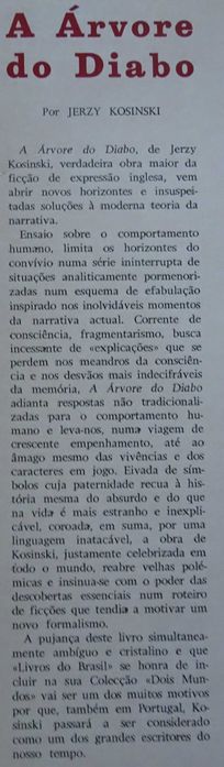 A Árvore do Diabo de Jerzy Kosinski