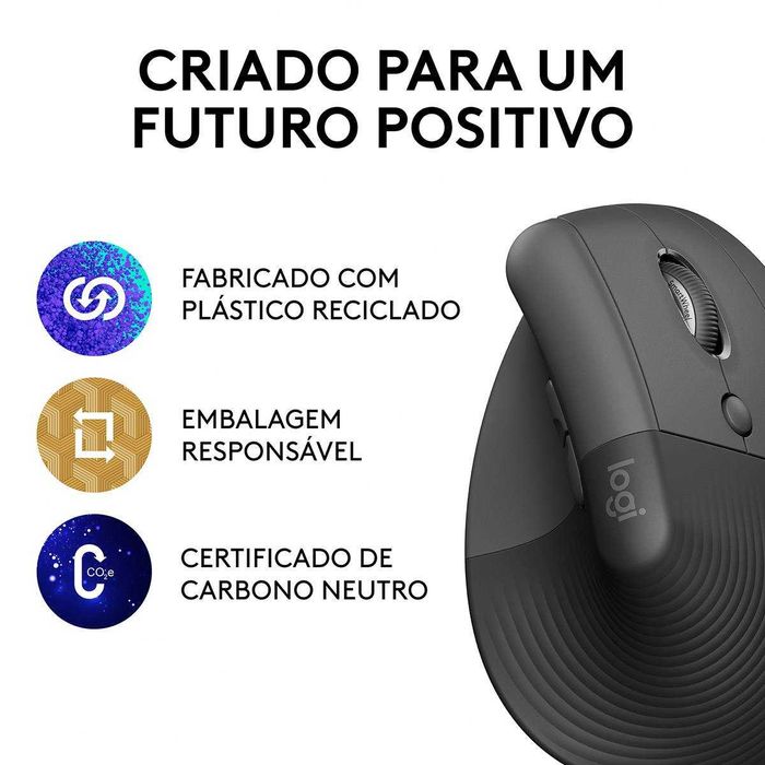 Rato Laser Logitech Lift Vertical Ergonomic Wireless/Bluetooth 4000DPI