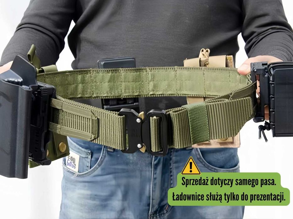 USZTYWNIONY Dwuczęściowy Pas Taktyczny MOLLE Ranger Green