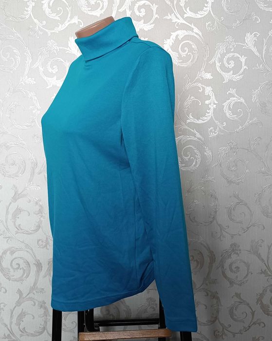 євро 40 / 46-48 блакитна аква кофта під горло гольф водолазка бавовна