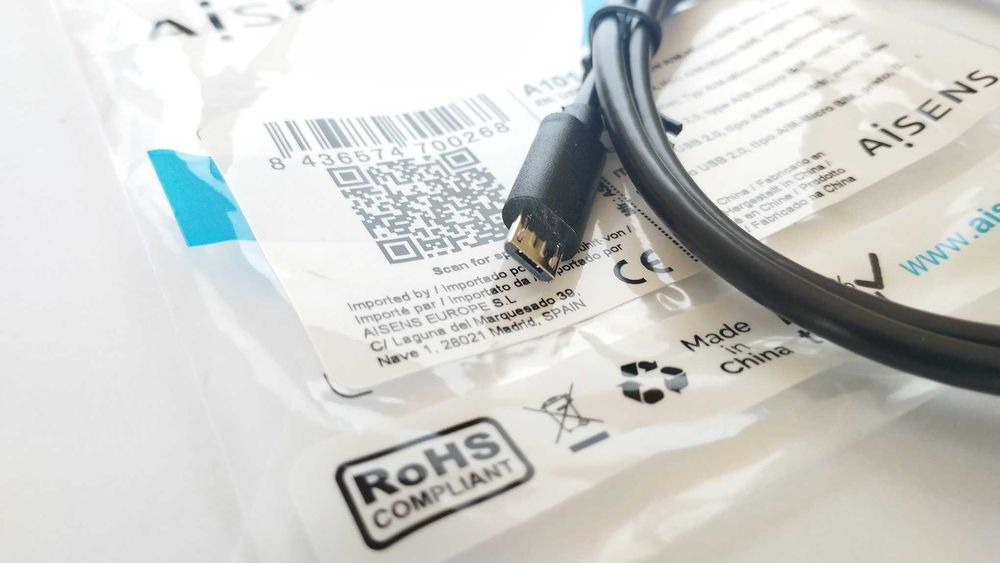 NOVO - AISENS - Cabo Micro USB - 0,8 Metros