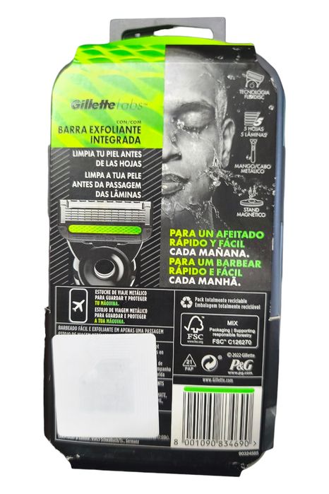 GilletteLabs com Barra Esfoliante – Máquina de Barbear + Estojo de Via