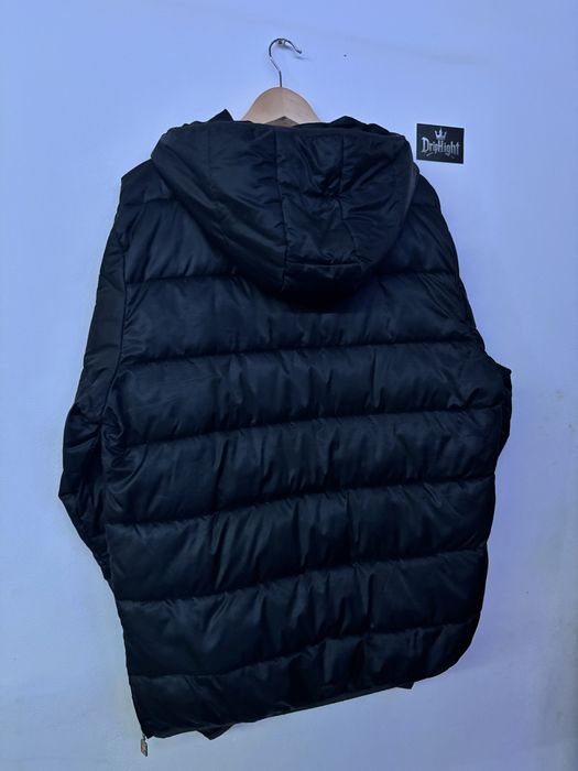 Ellesse black hooded puffer jacket zip logo printed