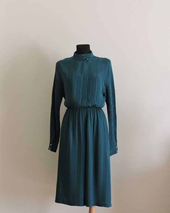 Elegancka włoska sukienka vintage szmaragdowa Chic Vestebene