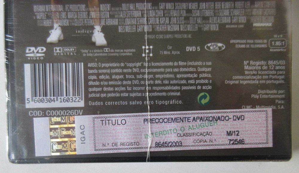 Precocemente Apaixonado (Sigourney Weaver) (DVD Novo / Selado)