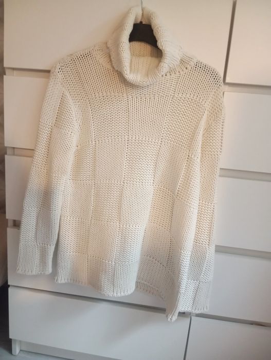 Sweter Damski biały golf Janique rozmiar L
