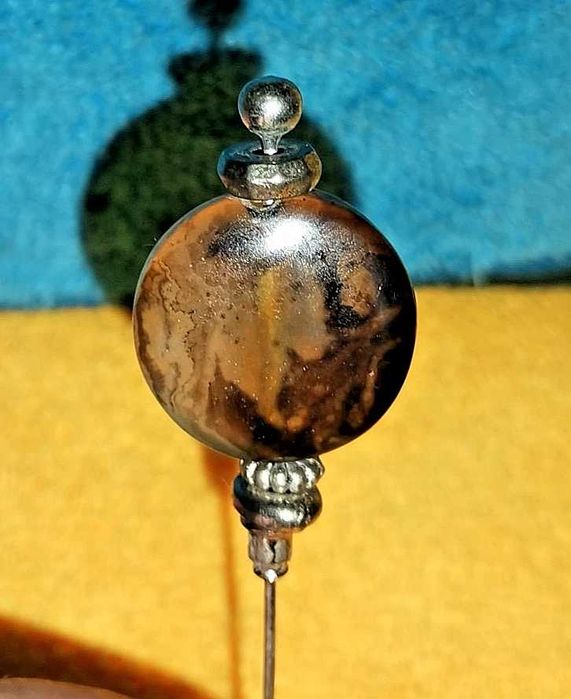 ALFINETE DE CHAPÉU ANTIGO/VINTAGE DE ÁGATA - ANOS 60