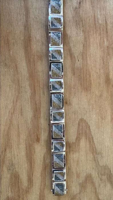 Bransoletka Biale Złoto 14 karatow 585, 35gr, diamenty 4,00karata, 21c