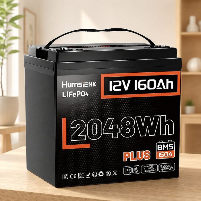 Акумулятор LiFePo4  Humsienk 160Ah 12V. BMS - 150A. Літій залізофосфатний акумулятор 2560Wh.