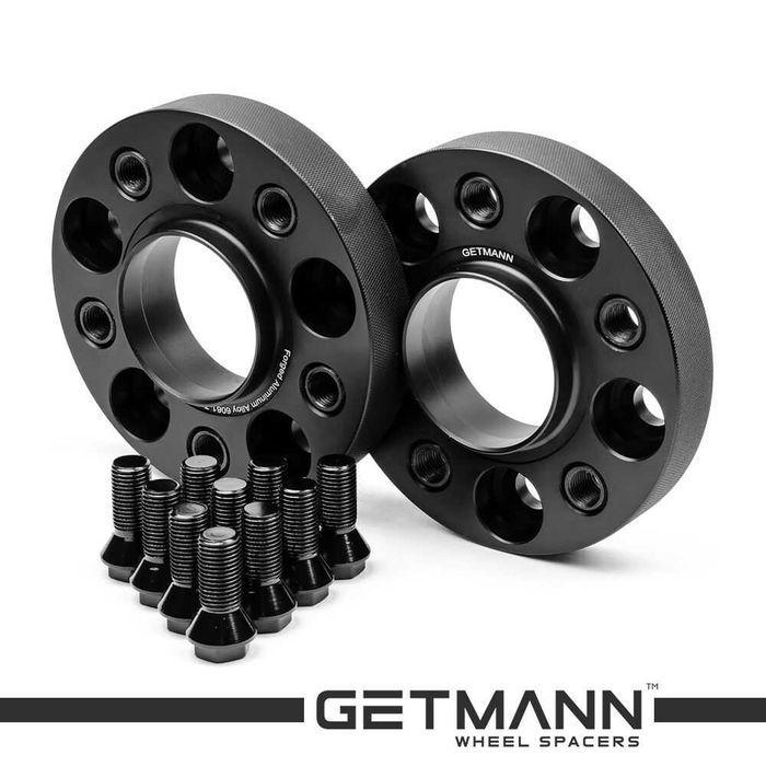 Проставки колісні Getmann 5x112 25мм ЦО 66.5 DIA 66.5 14x1.25 на футорках BMW чорні ковані алюмінієві