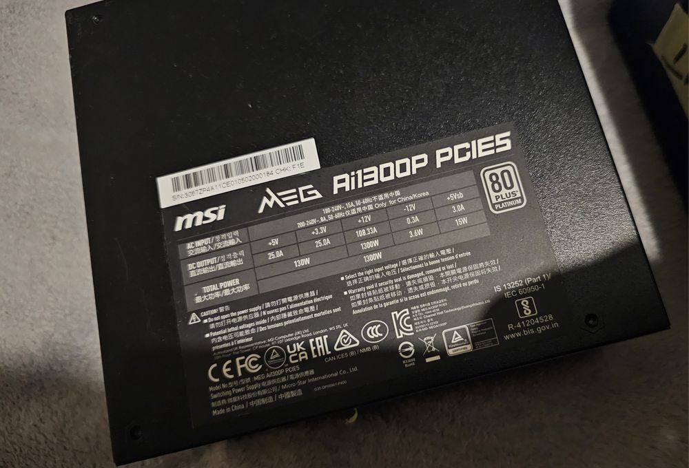 Блоки питания MSI MEG Ai1300P PCIE5 под ремонт