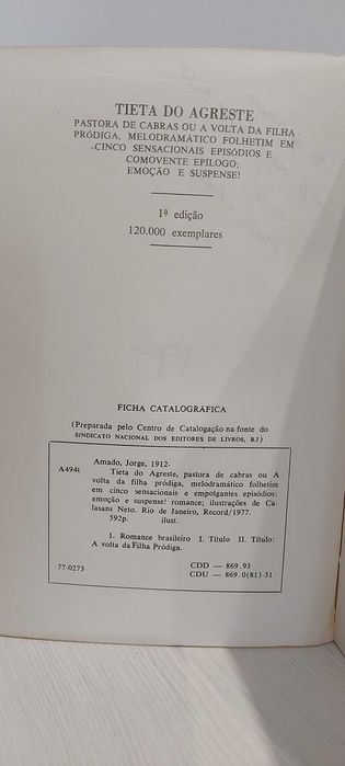 1ª EDIÇÃO- Tieta do Agreste - 1977 - de Jorge Amado