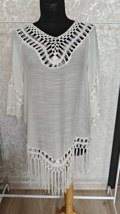 Біла пляжна туніка віскоза розмір xl-xxl