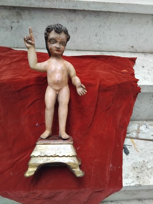 Menino jesus  antigo em madeira