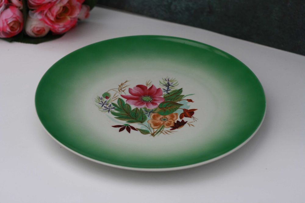 Duży talerz patera w kwiaty do powieszenia PRL