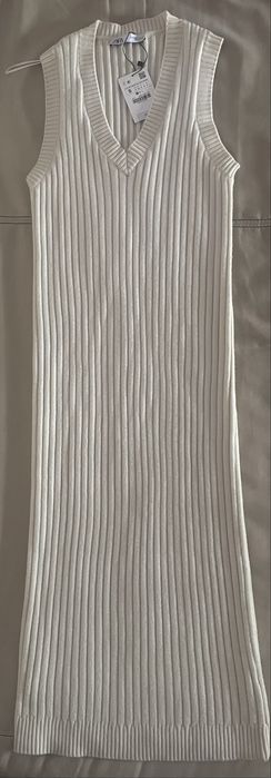 Новий білий сарафан Zara, S, трикотаж, 100 см