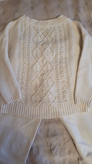 Теплий в'язаний костюм з перлинами