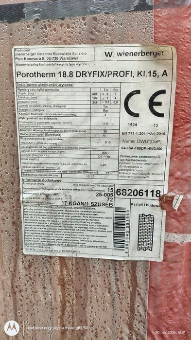 Cegła Poroterm 18,8 szer.