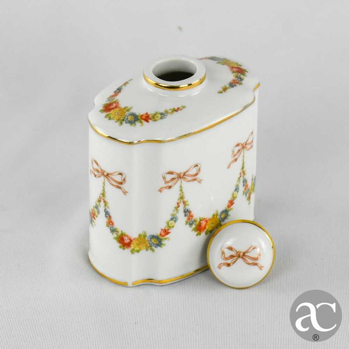 Frasco de perfume, porcelana Artibus, decorado com flores