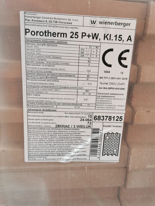 Cegla pustak porotherm p+w 25