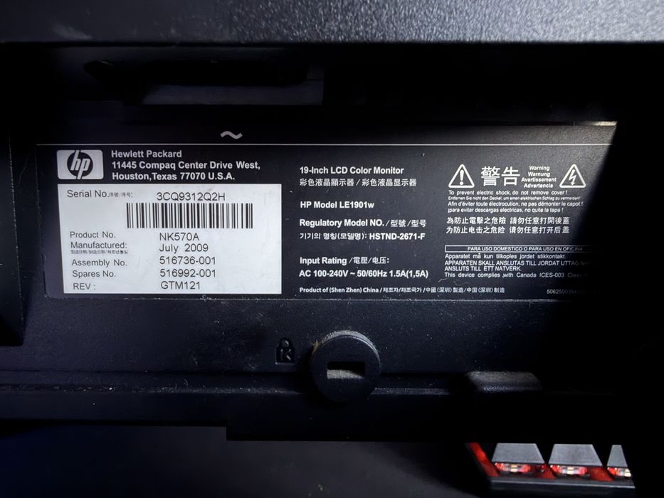 Monitor HP LE1901w 19 polegadas