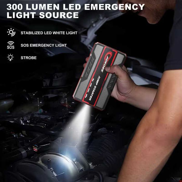 Пуско зарядний для авто 12V 1200 бустер з LED ліхтарем і Smart клемами