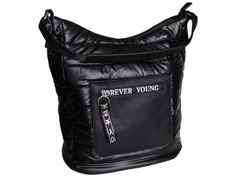 Czarna Torebka Damska Shopper na Ramię Miejska Pojemna 34x30x14 cm