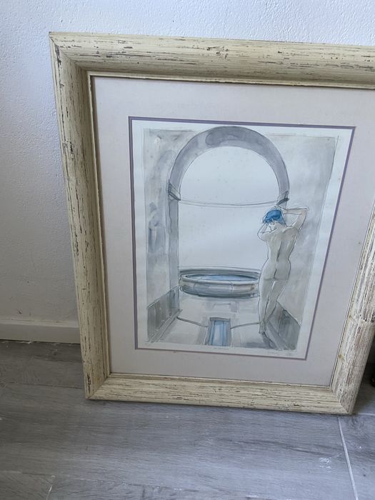 Vários artigos, puff, mesa cabeceira, espelho, quadro