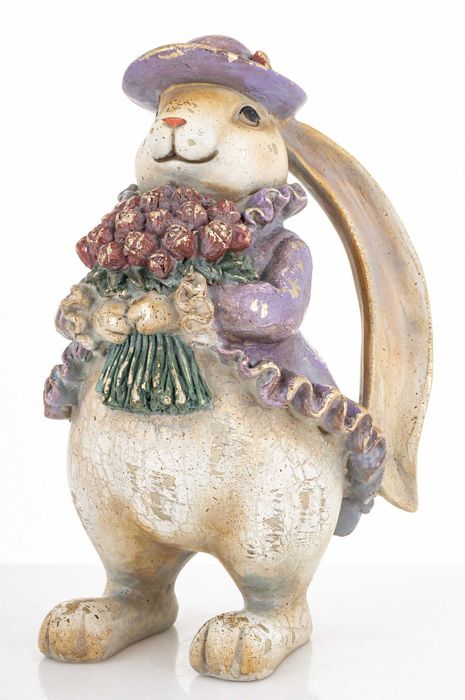 Zając Królik z bukietem tulipanów bajkowy h22cm. 183072