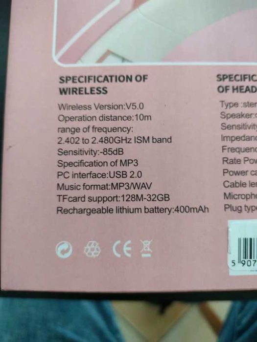Słuchawki bluetooth Cat RGB